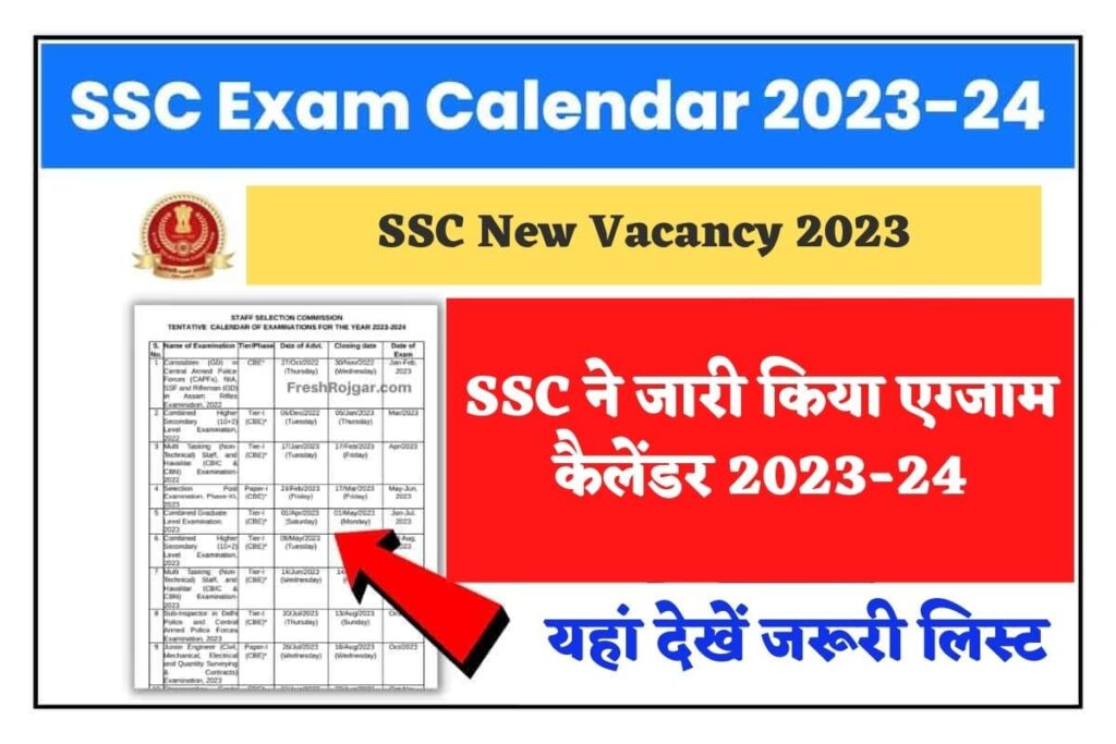 SSC परीक्षा कैलेण्डर 2023-24 जारी, संपूर्ण परीक्षा शेड्यूल PDF देखें