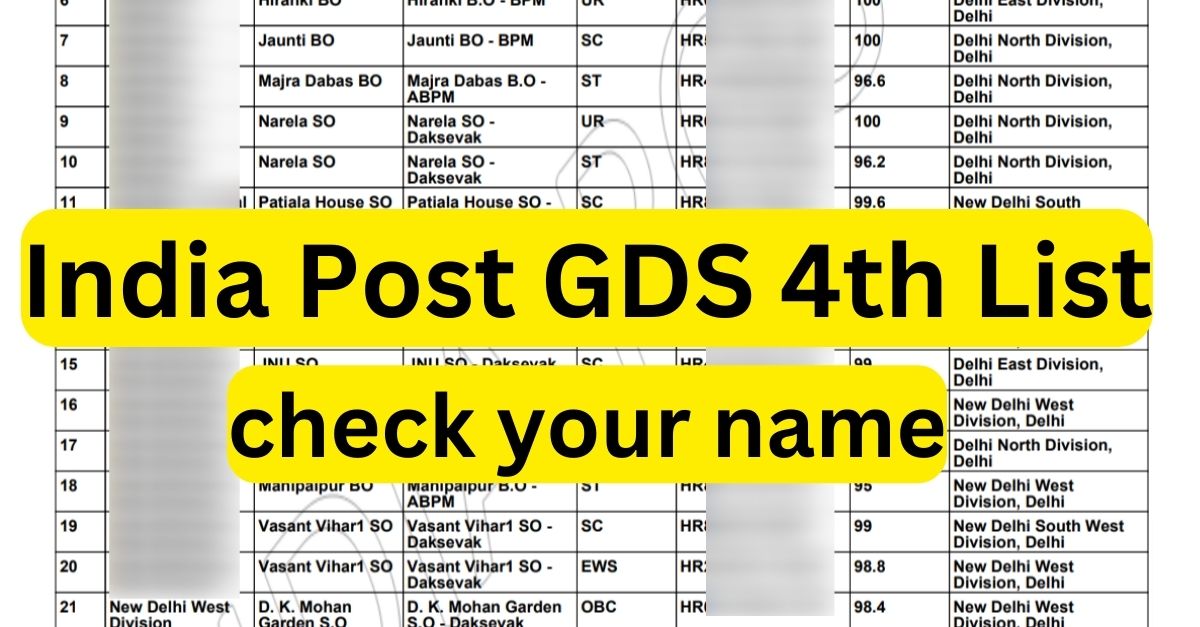 India Post GDS 4th List