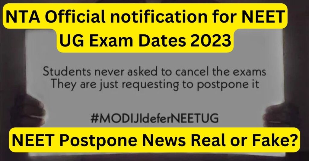NTA Official notification for NEET UG Exam Dates 2023