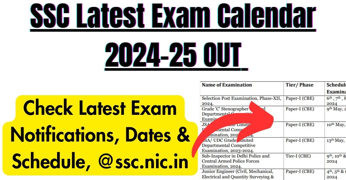 SSC Latest Exam Calendar 2024-25 