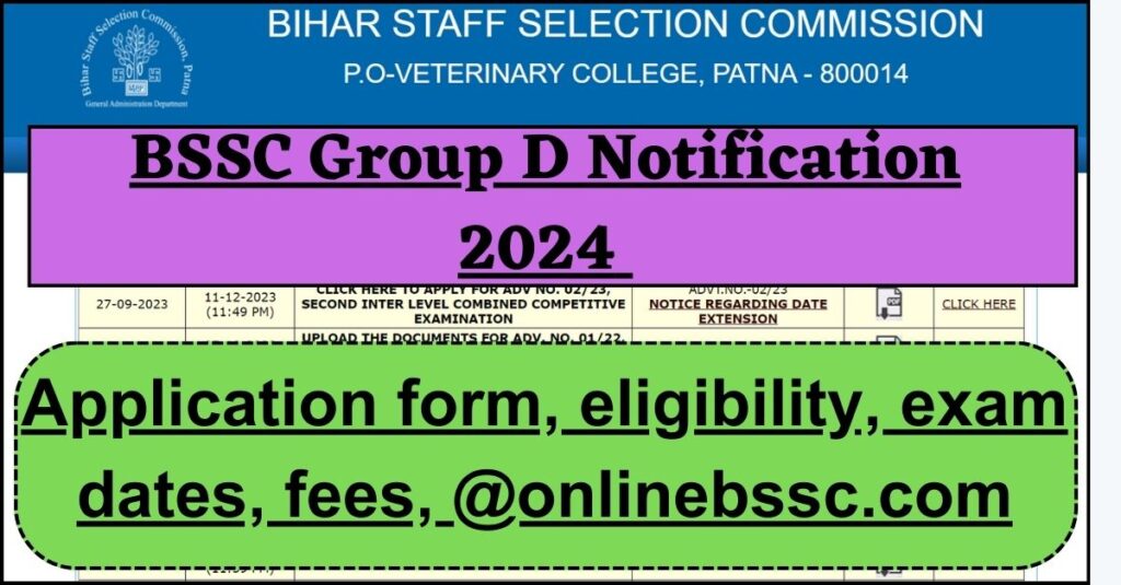 BSSC Group D Notification 2024